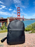 San Francisco Premium Genuine Black Leather Backpack