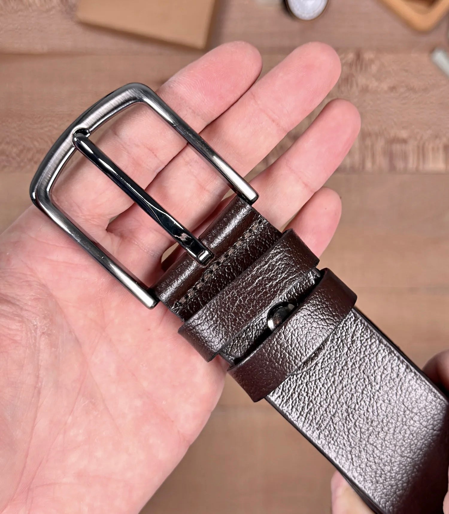 Brussel Classic Brown Genuine Leather Men’s Belt with Metal Buckle
