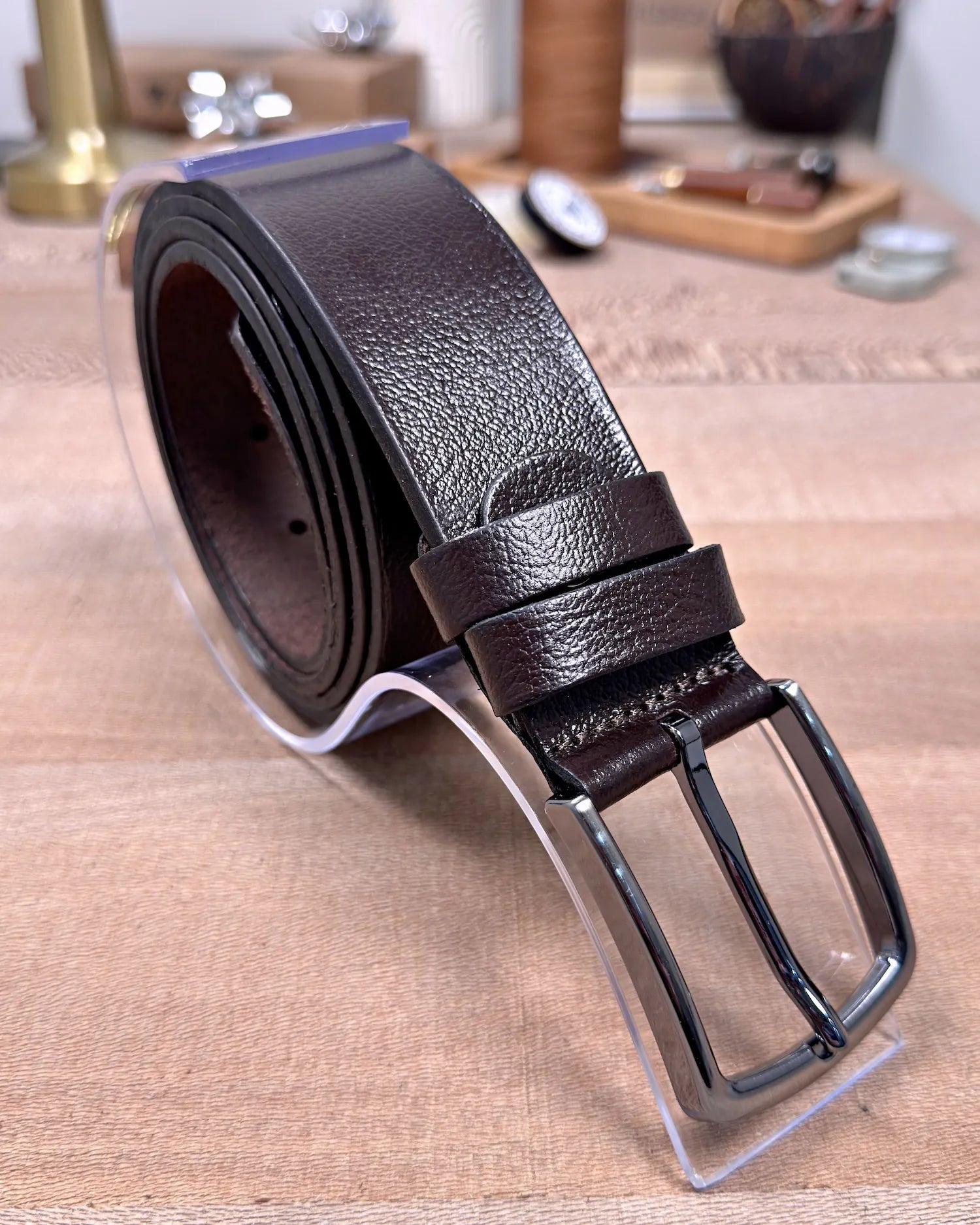 Brussel Classic Brown Genuine Leather Men’s Belt with Metal Buckle