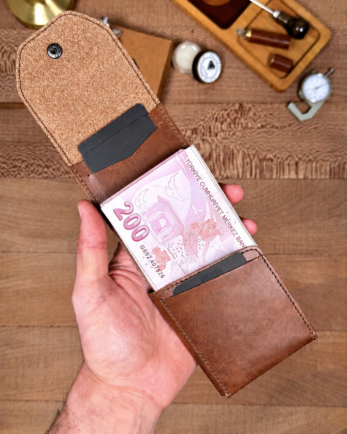 Rome Brown Genuine Leather Bifold Card & Cash Wallet