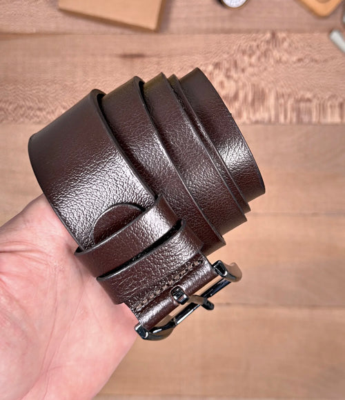 Brussel Classic Brown Genuine Leather Men’s Belt with Metal Buckle