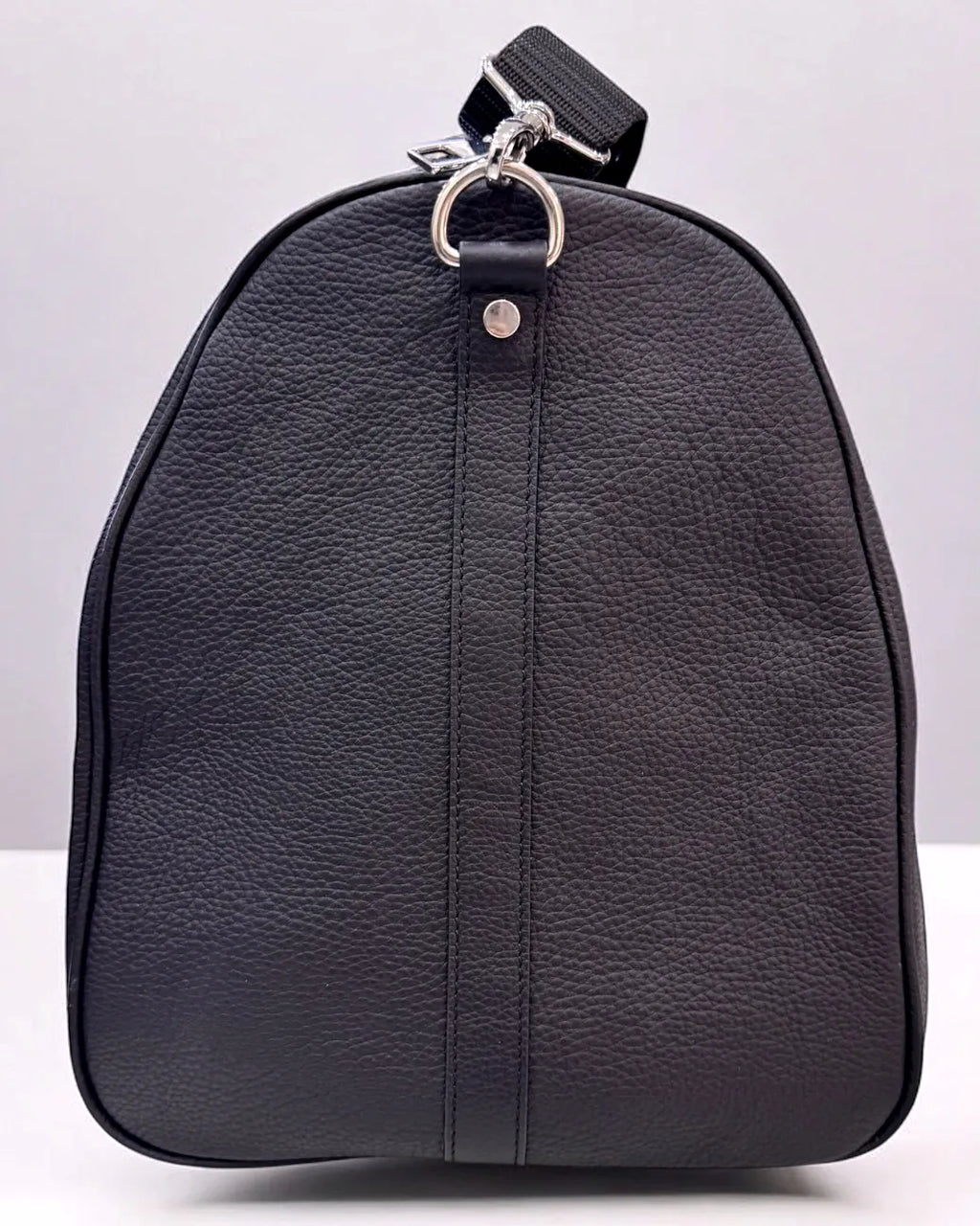 Swieqi Classic Black Genuine Leather Zip Travel Duffle Bag